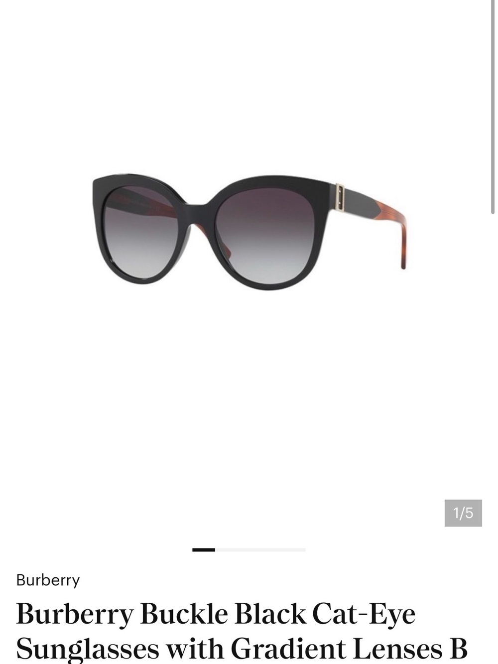 Burberry Black Cat-Eye Sunglasses with Brown Tortoiseshell Temples